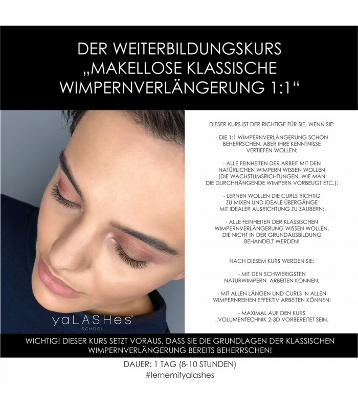Schulungen Weiterbildung "Makellose klassische Wimpernverlängerung" Schulungen Weiterbildung "Makellose klassische Wimpernverlängerung"